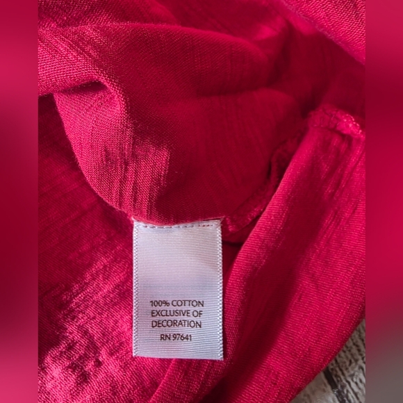 J. Jill Size Medium Embroidered 3/4 Sleeve Scoop Neck Cotton Top Shirt Boho - Picture 5 of 8